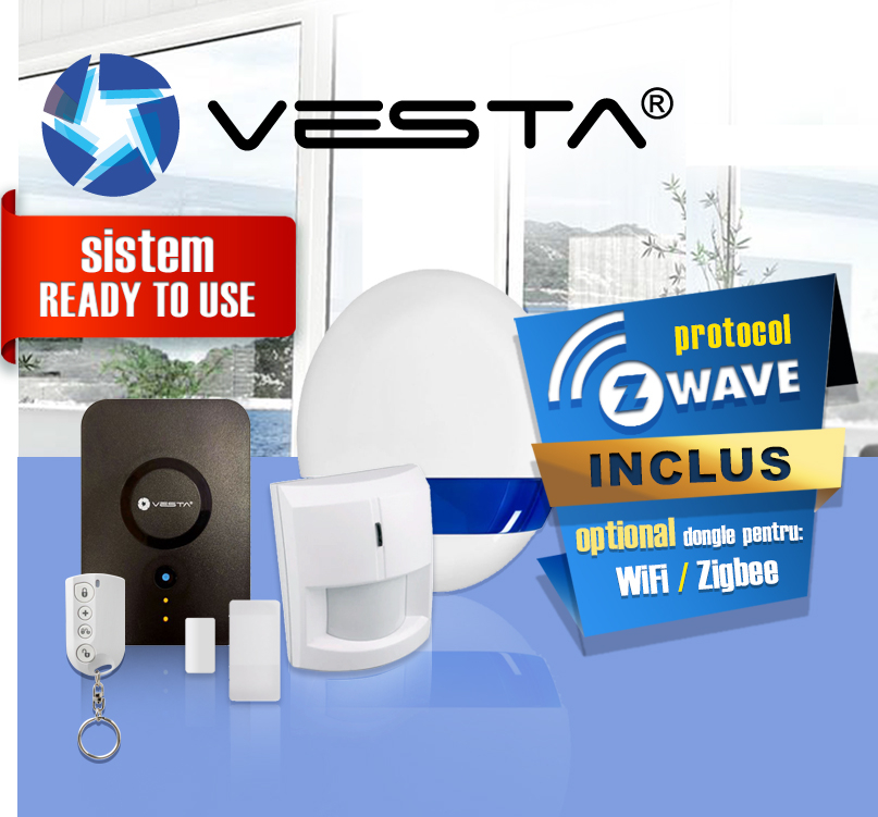 Kit MINI-IP-1: Gateway Smart Security VESTA cu functii de automatizare locuinta